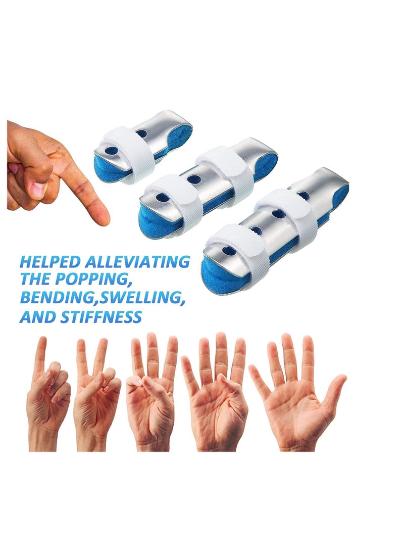 SYOSI 3Pieces Finger Splints, Metal Finger Support Finger Stabilizer in 3 Sizes and 20 Pieces Finger Sleeves Protectors Thumb Brace Support Elastic Compression Protector for Sports  - Image 3