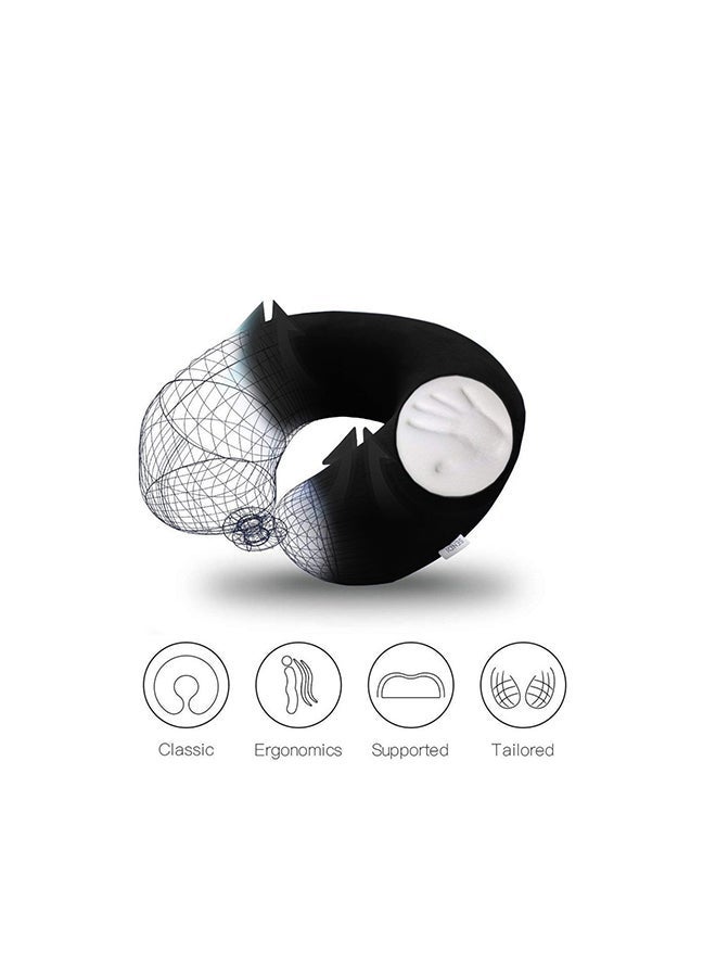 Soufa Dibaj Velvet Neck and Travel Pillow 30x25x10 cm - Black - Image 2