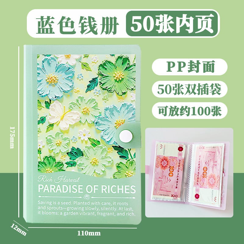 A6 Savings Book with Cash Storage, 3D Snap-On Plastic Cover, Banknote Storage Album, Commemorative Coin Collection, 3D Oil Painting Information  Book - Image 1