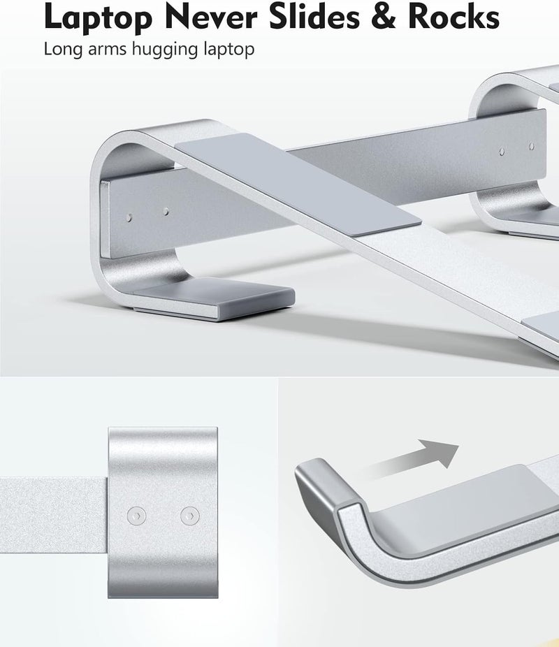 Soqool Laptop Stand for Desk,Aluminum Computer Stand for Cooling,Sturdy Stable Ergonomic Laptop Riser Compatible with MacBook Pro Stand Air/Dell/HP/Lenovo 10-16.2inch Notebook,Work Home Office - Image 5