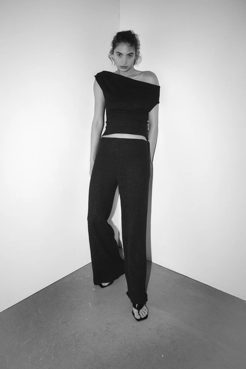 H&M Textured-jersey boat-neck top