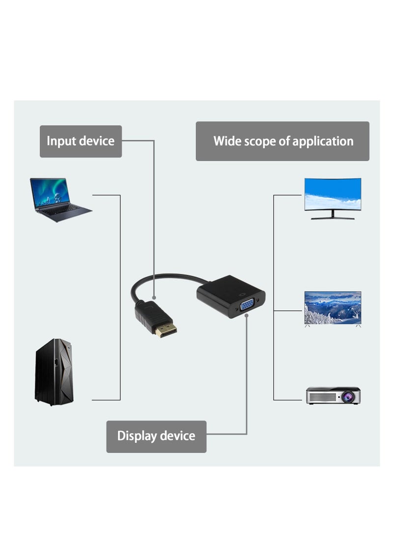 محول DisplayPort إلى VGA، موصل DP مطلي بالذهب ذكر إلى أنثى VGA، توصيل وتشغيل، صغير وخفيف، محول كابل الشاشة لجهاز الكمبيوتر المكتبي واللابتوب وجهاز العرض - Image 3
