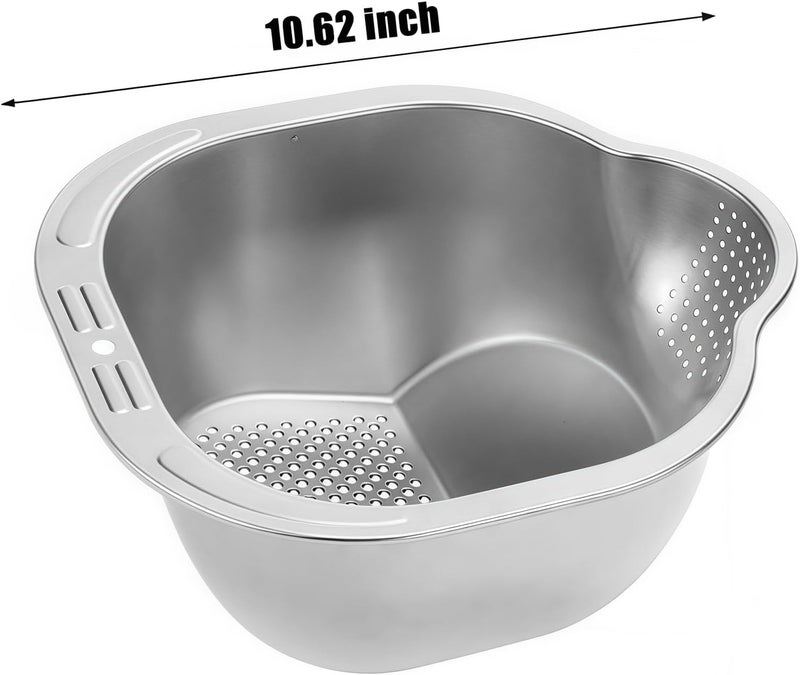 DOPMEP Rice Washer Strainer Bowl Stainless Steel Colander Quinoa Washing Bowl Versatile Square Side Drainers for Cleaning Rinsing Fruits, Vegetables, and Beans - Multifunctional Drain Basket - Image 4