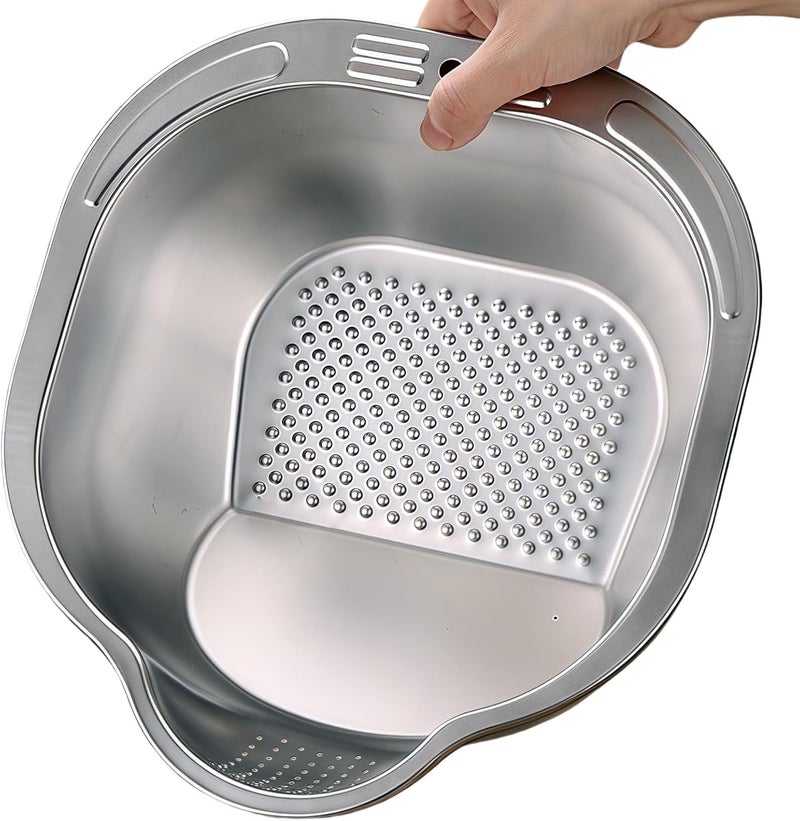 DOPMEP Rice Washer Strainer Bowl Stainless Steel Colander Quinoa Washing Bowl Versatile Square Side Drainers for Cleaning Rinsing Fruits, Vegetables, and Beans - Multifunctional Drain Basket - Image 1