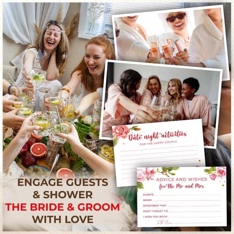 STOFINITY Advice and Wishes for The Mr and Mrs - Wedding Advice Cards for Bridal Shower Decorations, Bridal Shower Advice Cards for Bride and Groom, Floral Games Box - Image 4