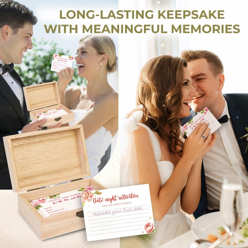 STOFINITY Advice and Wishes for The Mr and Mrs - Wedding Advice Cards for Bridal Shower Decorations, Bridal Shower Advice Cards for Bride and Groom, Floral Games Box - Image 5