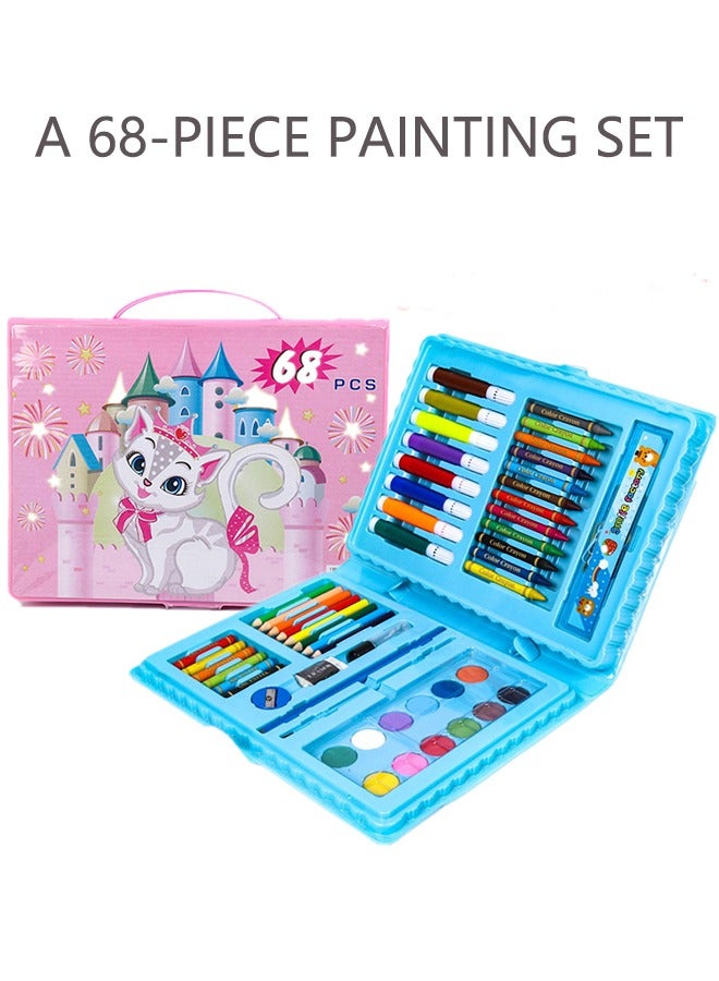 صحراء الواحة مجموعة فرش الرسم للأطفال من 68 قطعة، هدية لمهرجان الرسم، مجموعة أقلام تلوين وأقلام ألوان مائية - Image 3