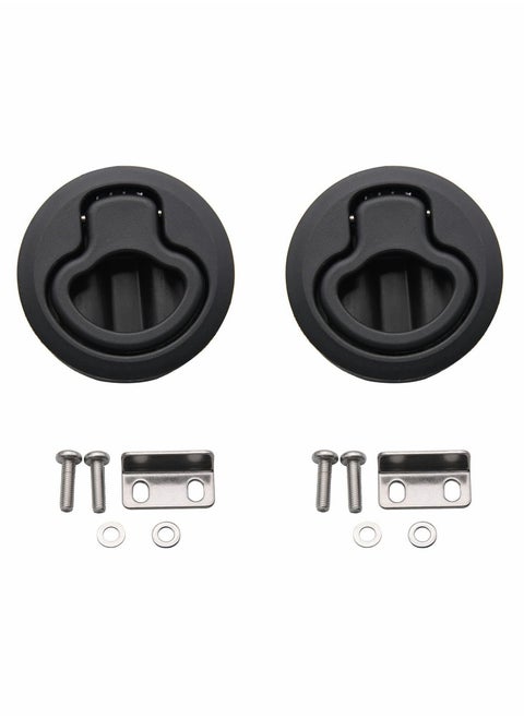 Slam Latch Hatch Round Pull Black Plastic Nylon for RV Boat Marine Deck 1/2'' Door Cabinet Hardware Pack of 2