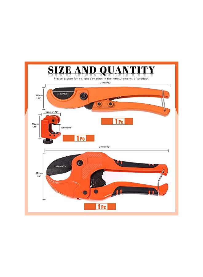 vesus 3Pcs Ratchet PVC Pipe Cutter Tool and PEX Straight Cut Pipe Cutter with Mini Tube Cutter, Ratchet-type Pipe Cutter One-hand Fast Pipe Cutting Tool PEX Tube Cutters for Pipe Cutting - Image 3