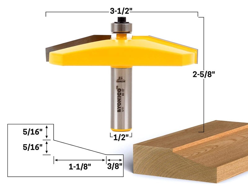 Yonico Raised Panel Cabinet Door Router Bits 3-1/2-Inch Diameter Bevel 1/2-Inch Shank 12151 - Image 2