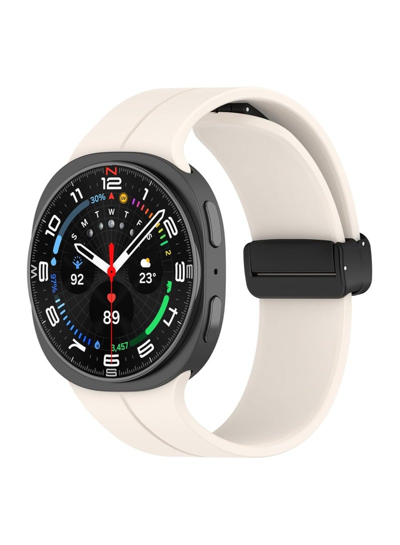 O Ozone Sport Band For Samsung Galaxy Watch 8 40mm/44mm/Classic 46mm , Soft Silicone Strap with Magnetic Buckle for Men Women- 
Beige - Image 1