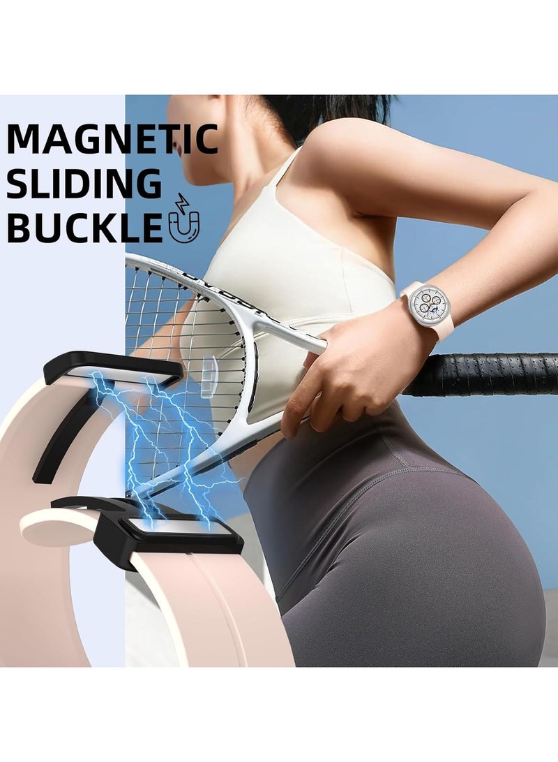 O Ozone Sport Band For Samsung Galaxy Watch 8 40mm/44mm/Classic 46mm , Soft Silicone Strap with Magnetic Buckle for Men Women- 
Beige - Image 3