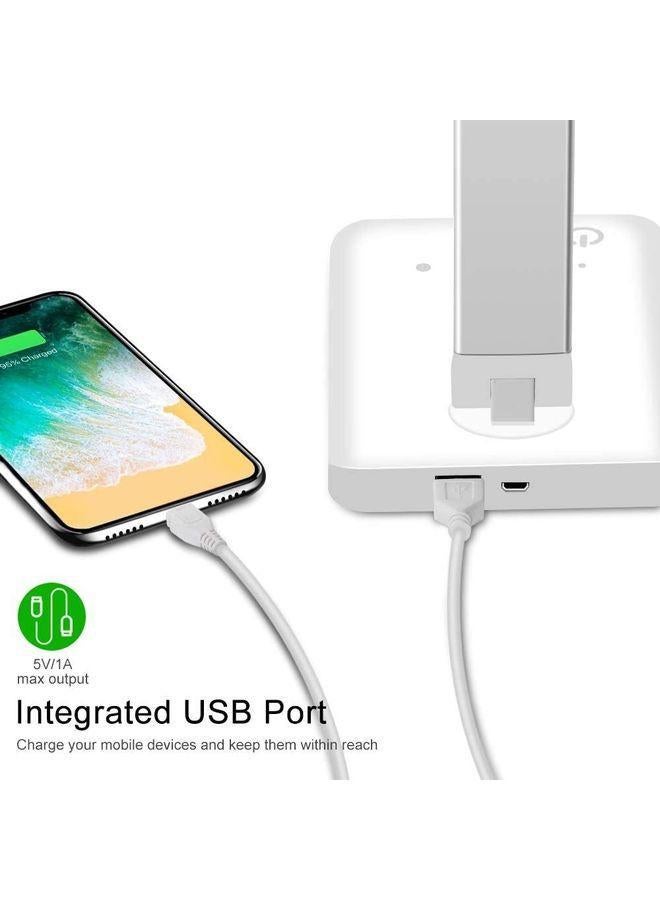 مصباح مكتب LED مع شاحن لاسلكي ومنفذ شحن USB أبيض/أبيض دافئ/أصفر 39 سم - Image 2