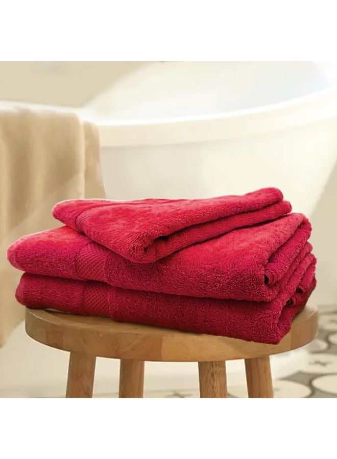 BYFT Gardenia (Red) Premium Bath Towel (70 x 140 Cm -Set of 4) 100% Cotton, Highly Absorbent and Ultrasoft Bath Linen with Diamond Dobby -550 Gsm - Image 1
