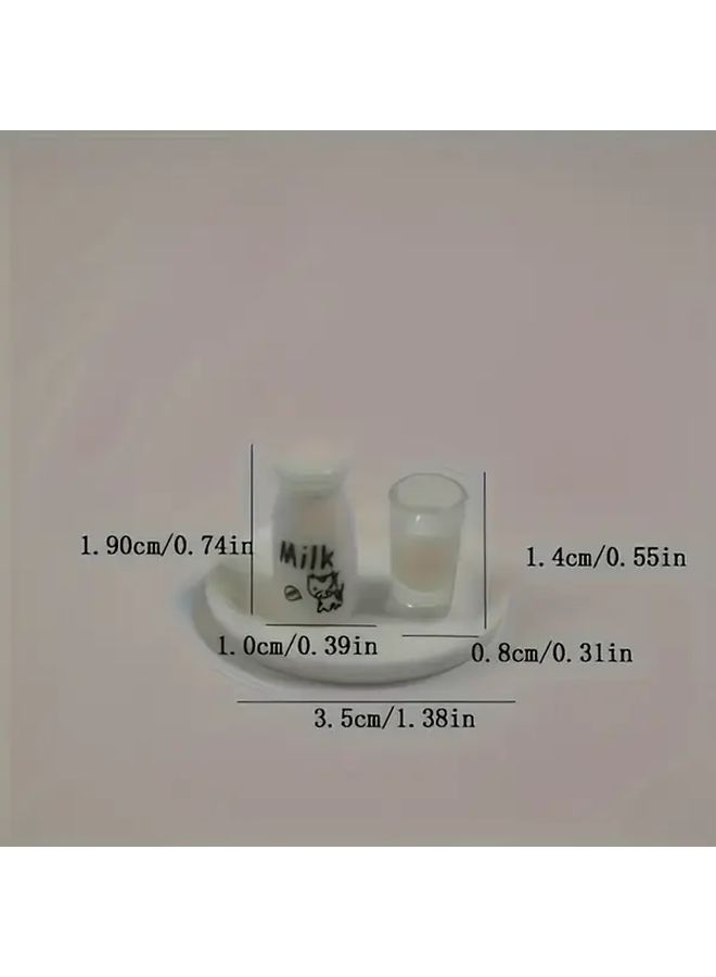 White 4 Piece Milk Cup and Plate Set for Decorating Display Christmas Gift - Image 2