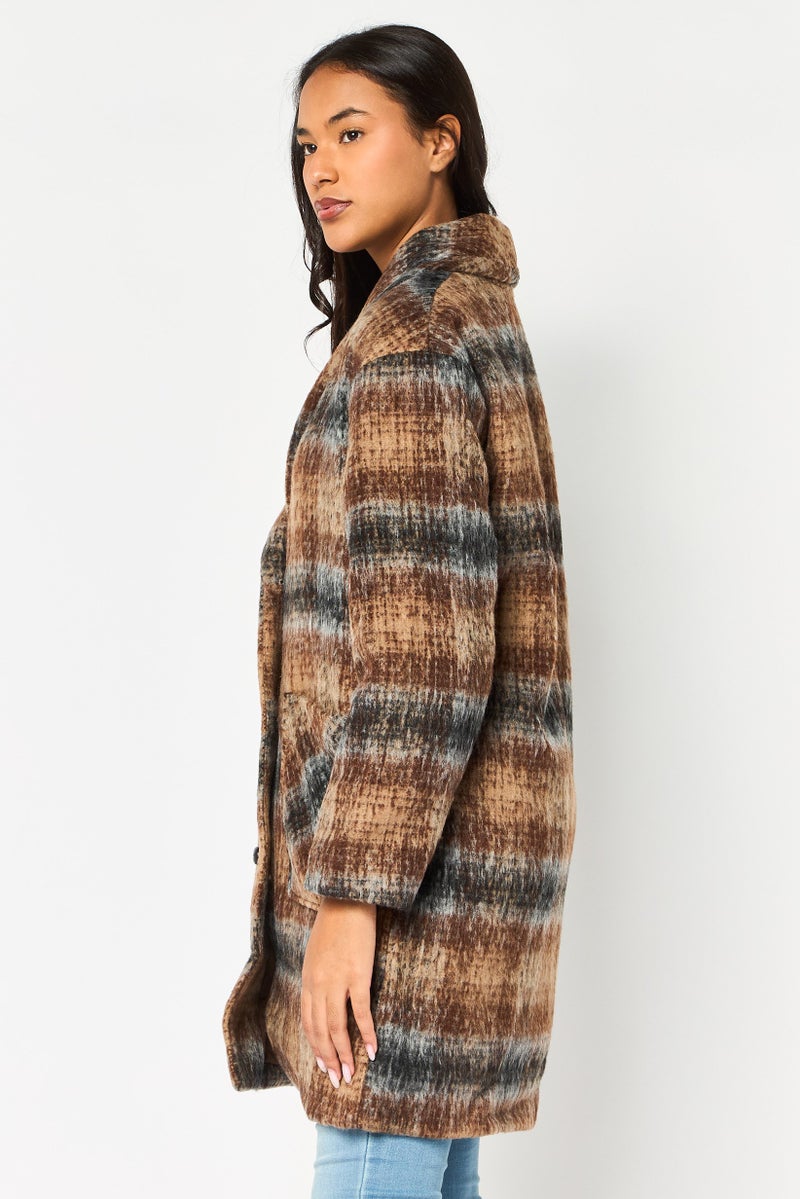 BCBGeneration Women Long Sleeve Plaid Trench Coat Jacket, Multicolor - Image 3