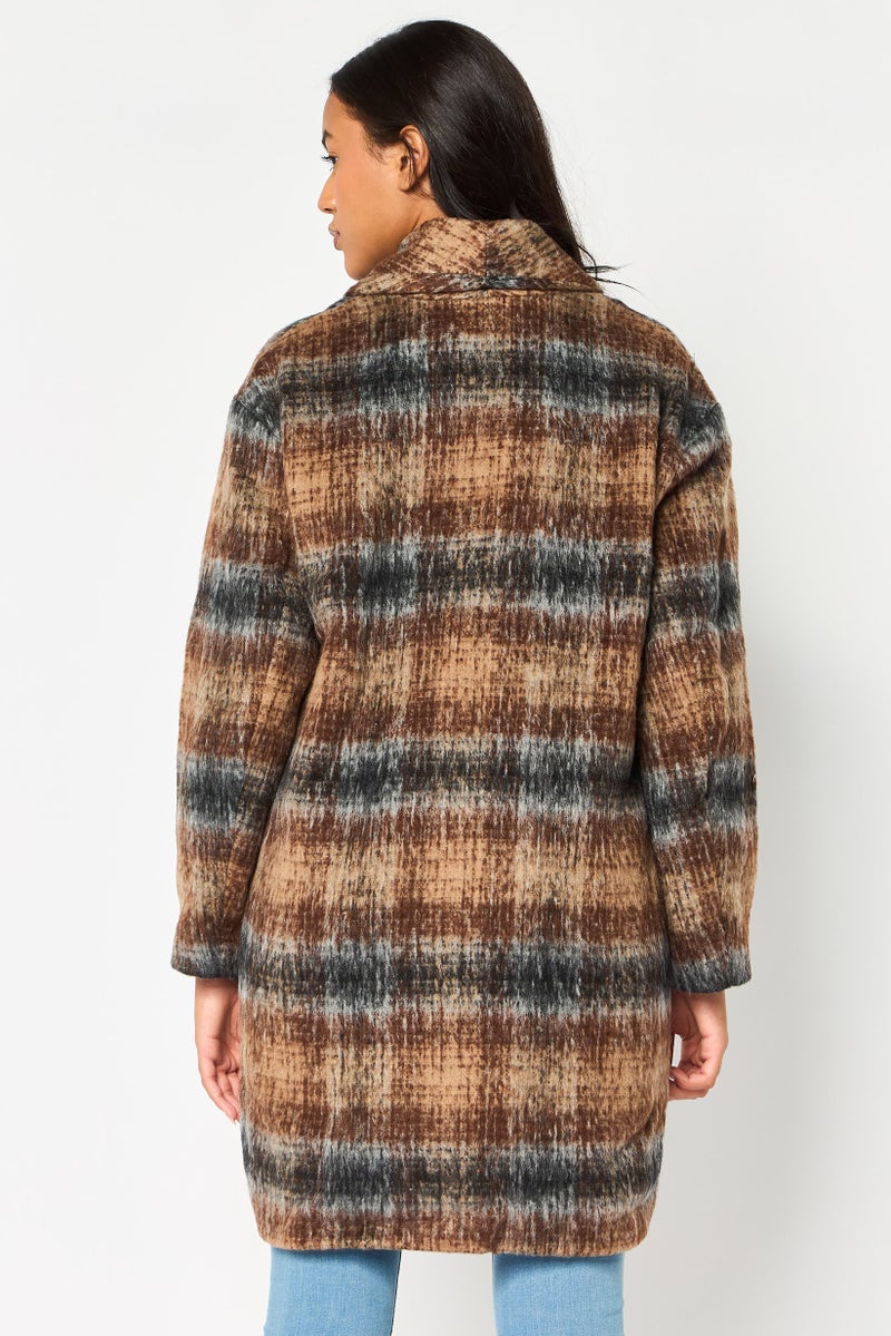 BCBGeneration Women Long Sleeve Plaid Trench Coat Jacket, Multicolor - Image 4