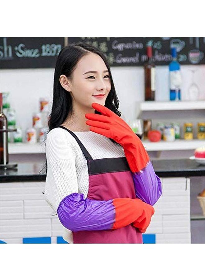 Waterproof Cleaning Gloves Red/Purple 50centimeter - Image 3