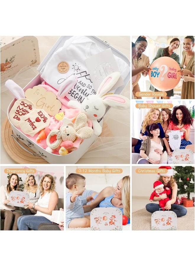 bopoobo bopoobo Baby Shower Gifts for Girls, New Born Baby Gifts for Girls, Unique Baby Gifts Basket Essential Stuff, Gender Reveal Gifts, Onesie, Blanket, Rattle, Lovey, Socks, Gift Card, Decision Coin, Milestone - Image 2