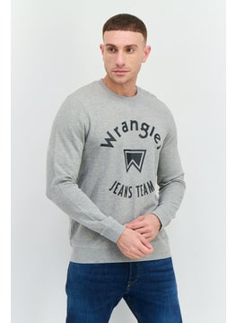 Wrangler Men Crew Neck Graphic Print Long Sleeves Sweatshirt, Grey  - Image 1