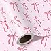 WRAPAHOLIC Pink Bow Wrapping Paper Roll Mini Roll 17 Inch x 165 Feet Pink Ribbon Bow Design Perfect for Valentines Day Girls Birthday Bachelorette Party Baby Shower - Image 1