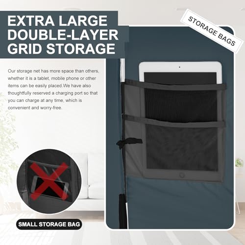 YAVIL Bed Tent Full Bed Canopy Dream Tents for Indoor Portable Blackout Tents Privacy Space Warm Breathable Sleeping Tents for Kids and Adult(Navy Blue,Mattress Not Included) Reducing Light - Image 4