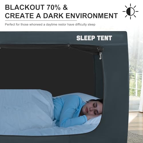 YAVIL Bed Tent Full Bed Canopy Dream Tents for Indoor Portable Blackout Tents Privacy Space Warm Breathable Sleeping Tents for Kids and Adult(Navy Blue,Mattress Not Included) Reducing Light - Image 2