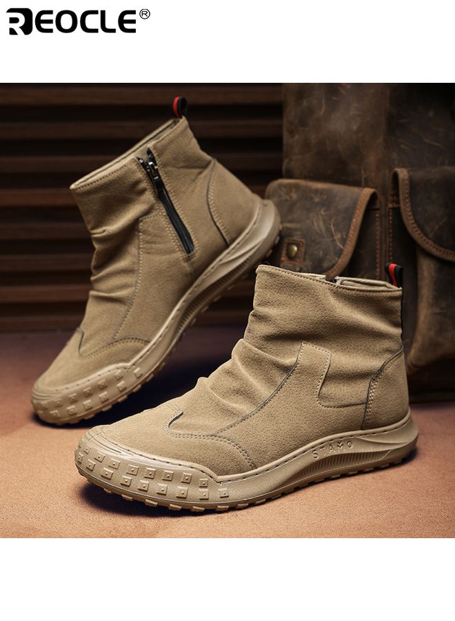 REOCLE Men's High Top Work Boots with Water Resistant Design and Retro Suede Finish Industrial Boots with Dirt Resistant Feature for Autumn Winter Wear - Image 1