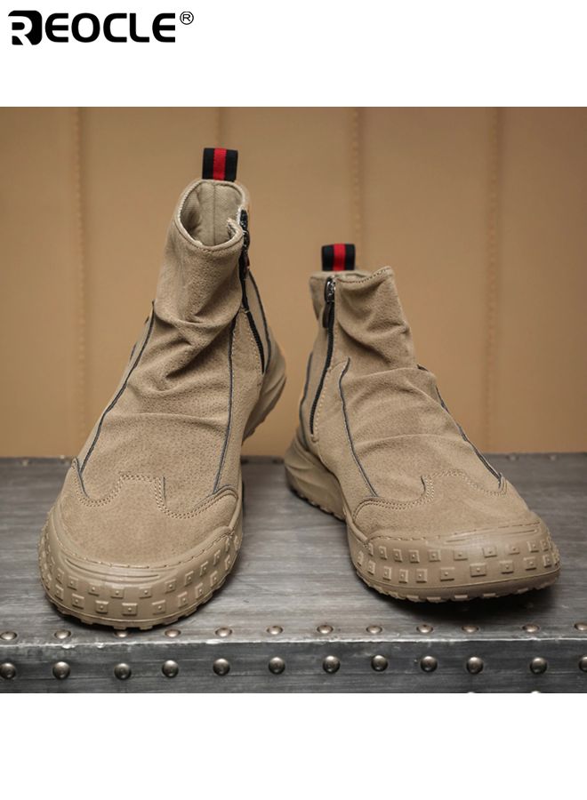 REOCLE Men's High Top Work Boots with Water Resistant Design and Retro Suede Finish Industrial Boots with Dirt Resistant Feature for Autumn Winter Wear - Image 2