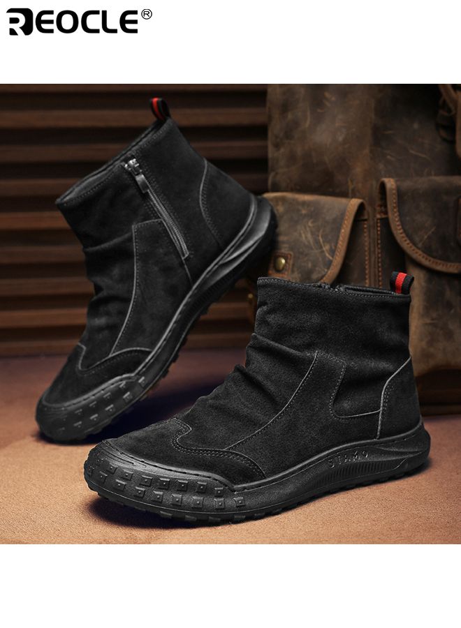 REOCLE Men's High Top Work Boots with Water Resistant Design and Retro Suede Finish Industrial Boots with Dirt Resistant Feature for Autumn Winter Wear - Image 4