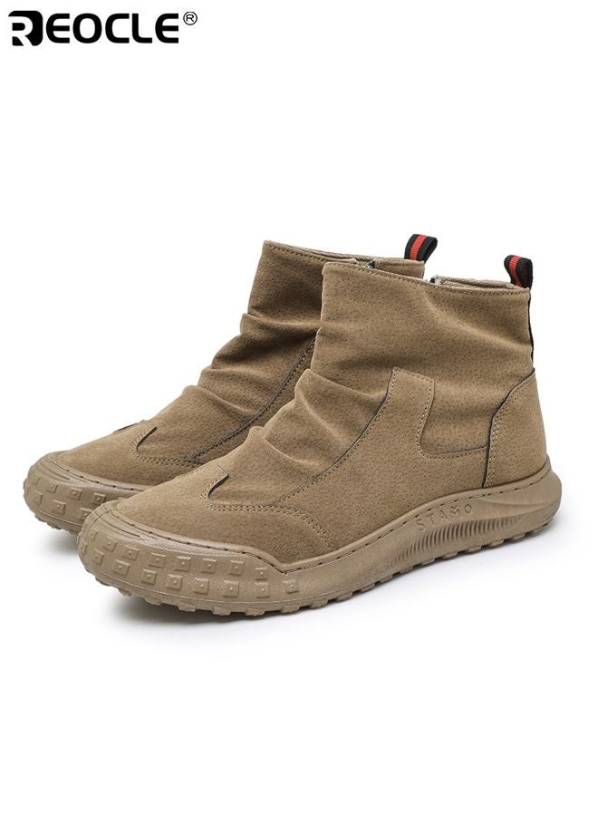 REOCLE Men's High Top Work Boots with Water Resistant Design and Retro Suede Finish Industrial Boots with Dirt Resistant Feature for Autumn Winter Wear - Image 3