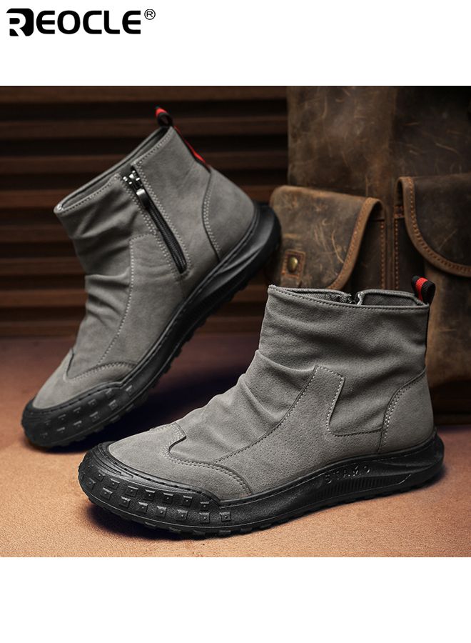 REOCLE Men's High Top Work Boots with Water Resistant Design and Retro Suede Finish Industrial Boots with Dirt Resistant Feature for Autumn Winter Wear - Image 5