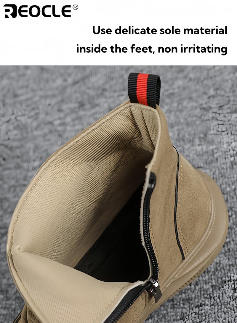 ريوكل أحذية عمل رجالية عالية مع تصميم مقاوم للماء وتشطيب من جلد سويدي عتيق، أحذية صناعية بميزة مقاومة للأوساخ للارتداء في فصل الخريف والشتاء - Image 3