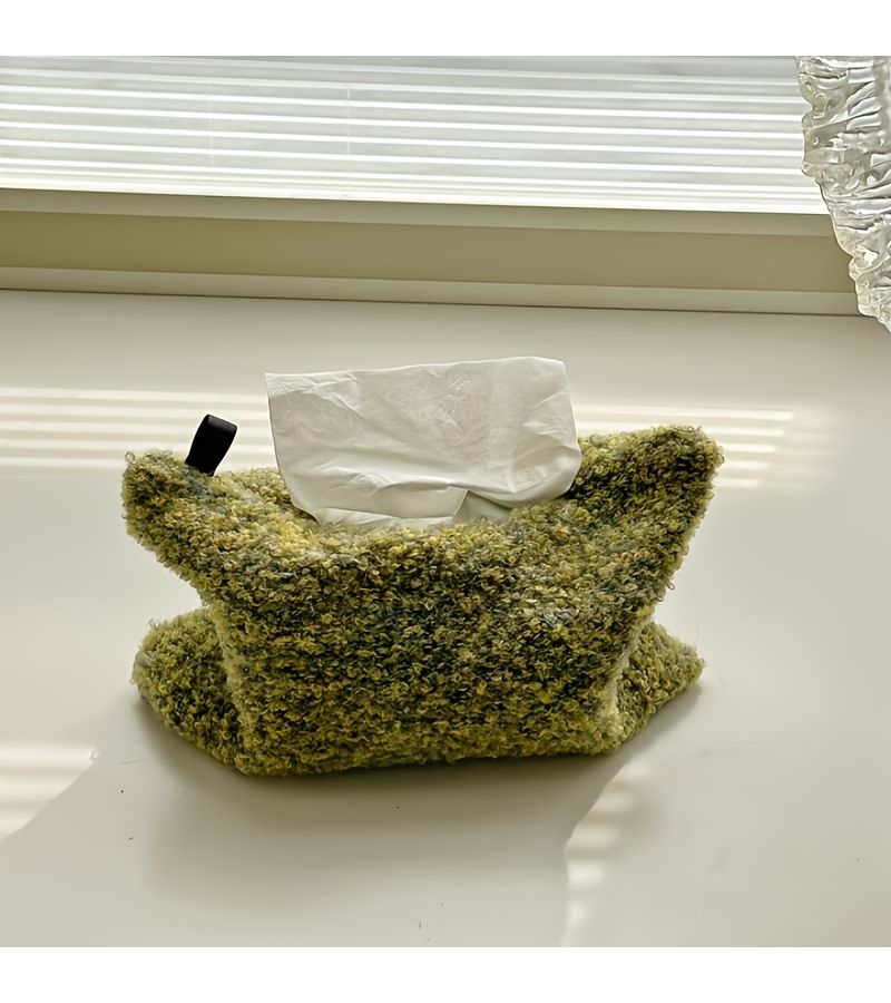 Yellow Knit Tissue Box Holder for Living Room Car Storage - Image 2
