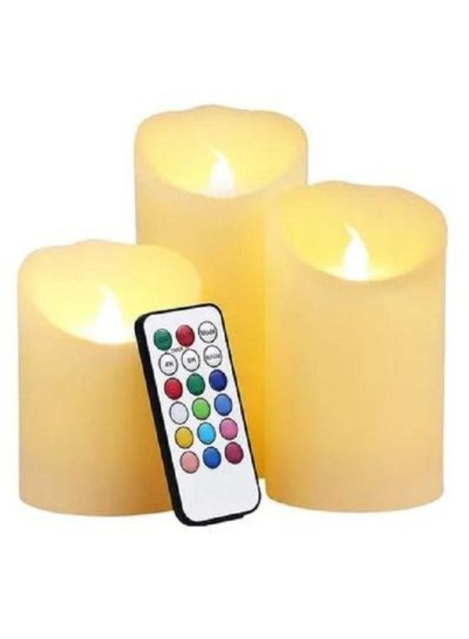 3-Piece Colour Changing Flameless Candle Set White - Image 1