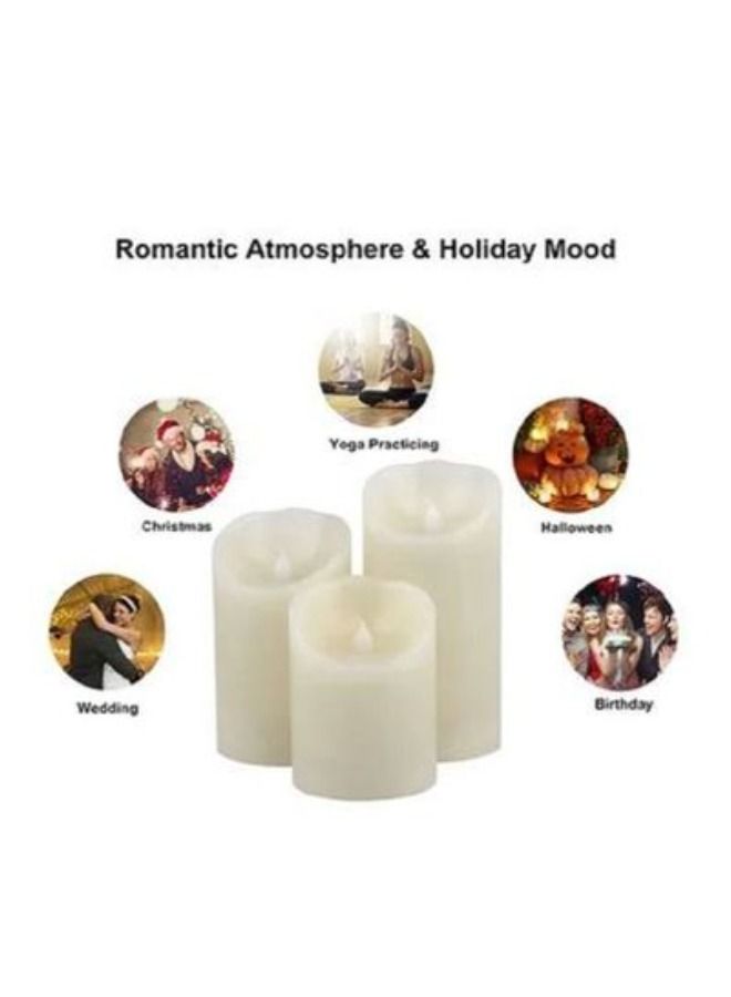 3-Piece Colour Changing Flameless Candle Set White - Image 4