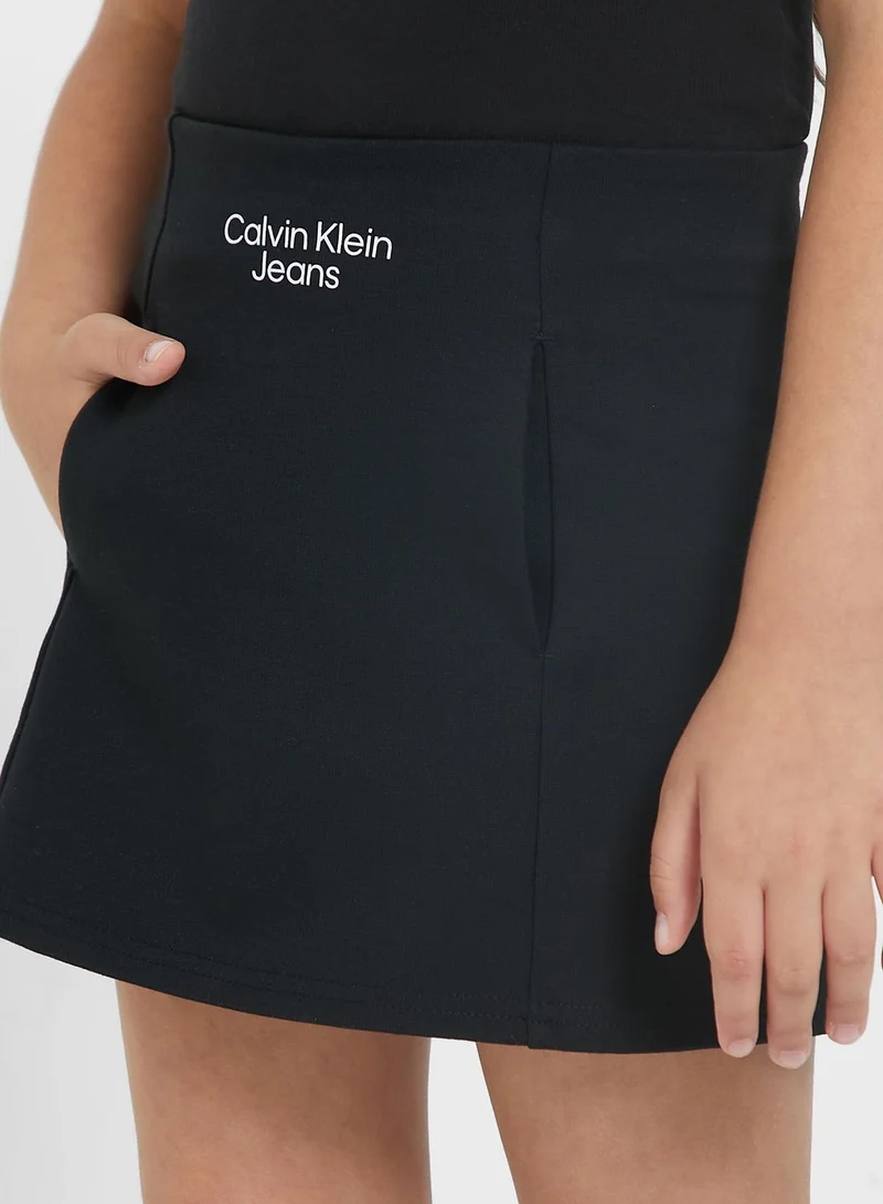 Calvin Klein Jeans Kids Stack Logo Punto Skirt
