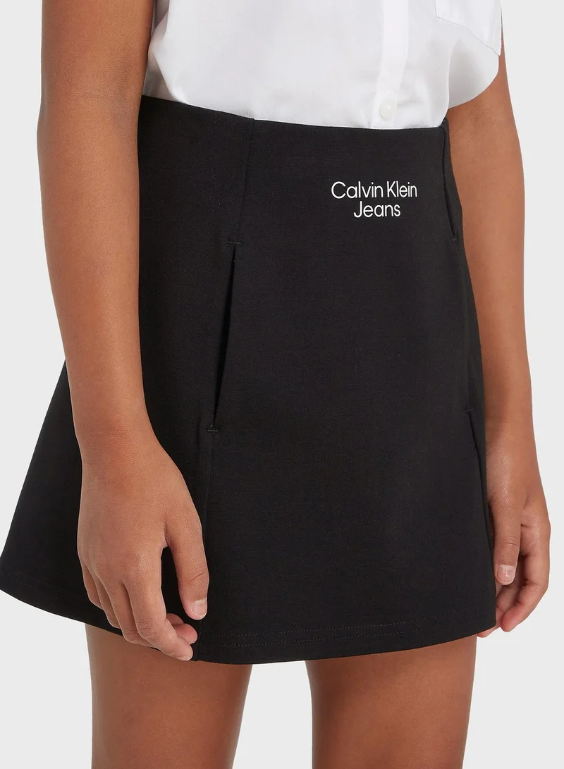Calvin Klein Jeans Kids Stack Logo Punto Skirt