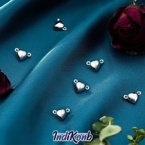 INDIKONB Magnetic Heart Charms 16 pcs for Couple Bracelets | Love Forever Friendship Beads | Jewelry Making | Perfect for DIY Friendship Bracelets (Silver) - Image 3