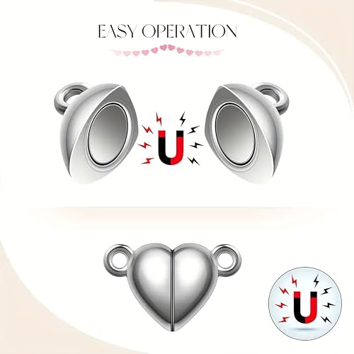INDIKONB Magnetic Heart Charms 16 pcs for Couple Bracelets | Love Forever Friendship Beads | Jewelry Making | Perfect for DIY Friendship Bracelets (Silver) - Image 5