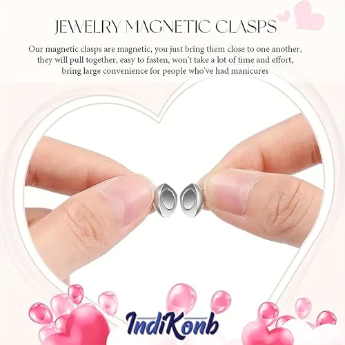 INDIKONB Magnetic Heart Charms 16 pcs for Couple Bracelets | Love Forever Friendship Beads | Jewelry Making | Perfect for DIY Friendship Bracelets (Silver) - Image 4