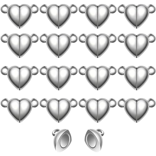 INDIKONB Magnetic Heart Charms 16 pcs for Couple Bracelets | Love Forever Friendship Beads | Jewelry Making | Perfect for DIY Friendship Bracelets (Silver) - Image 1