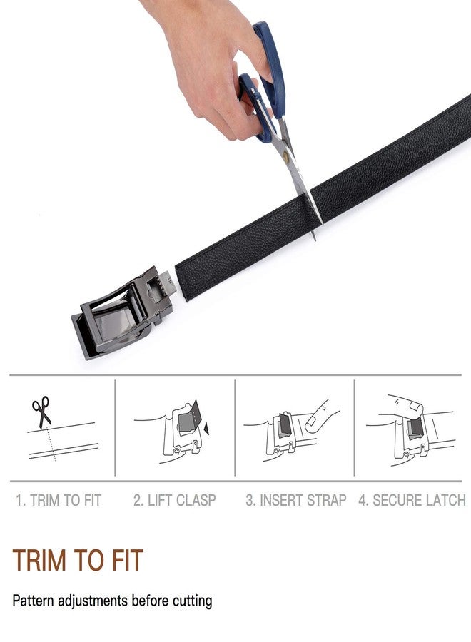 MOZETO Men's Comfort Click Genuine Leather Ratchet Dress Belt with Automatic Slide Buckle - Image 5