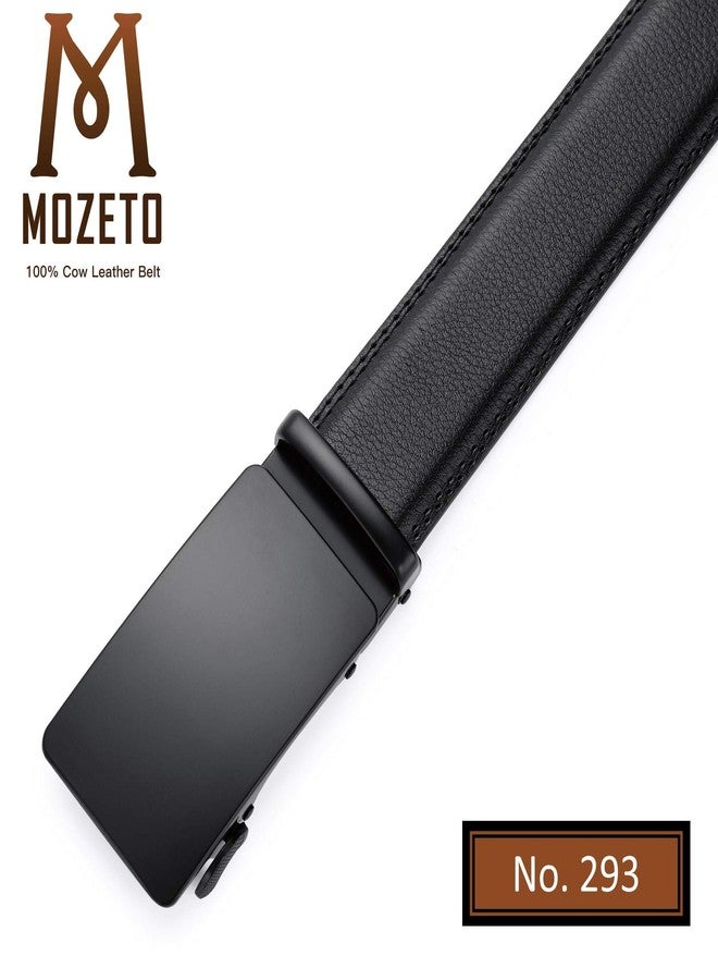 MOZETO Men's Comfort Click Genuine Leather Ratchet Dress Belt with Automatic Slide Buckle - Image 4