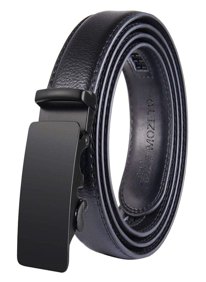 MOZETO Men's Comfort Click Genuine Leather Ratchet Dress Belt with Automatic Slide Buckle - Image 1