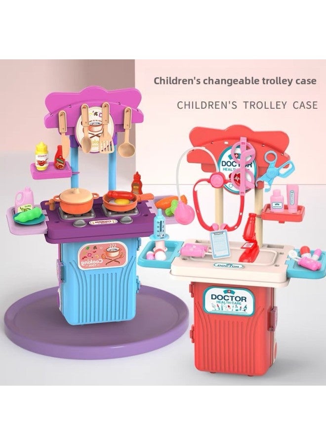 لعبة مطبخ للأطفال، لعبة تخزين، هدية، طاولة صغيرة للزينة، مطبخ صغير، لعبة فتاة - اللون: خبير طعام (حقيبة ترولي صغيرة، حقيبة ظهر) أحمر - Image 2