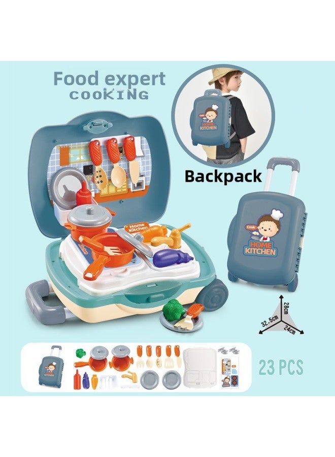 لعبة مطبخ للأطفال، لعبة تخزين، هدية، طاولة صغيرة للزينة، مطبخ صغير، لعبة فتاة - اللون: خبير طعام (حقيبة ترولي صغيرة، حقيبة ظهر) أحمر - Image 5