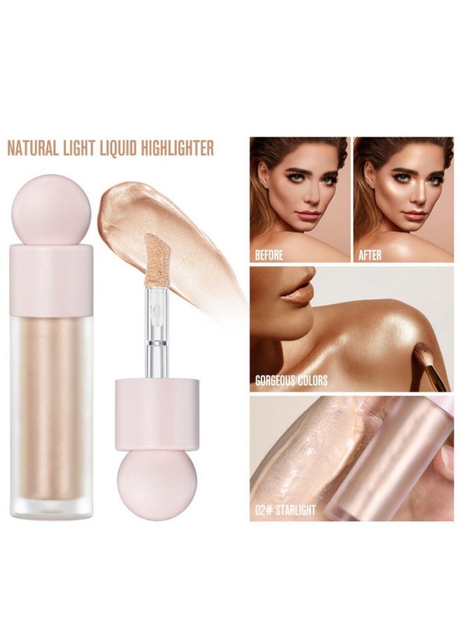 HOCOSSY Liquid Highlighter Natural Glow For Face & Body Waterproof Moisturizing Light Liquid Luminizer For Long Lasting Shimmer Contour Highlighter Stick Easy To Apply With Cushion Applicator  - Image 3