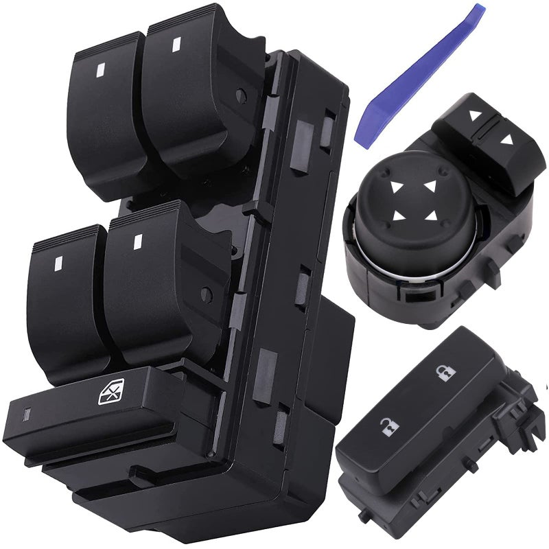 Obaee Power Window Push Button Control Switch Front Driver Side Door Lock Switch Mirror Switch Compatible with 2007-2013 Chevrolet SilveradoGMC Sierra 1500 2500HD 3500HD