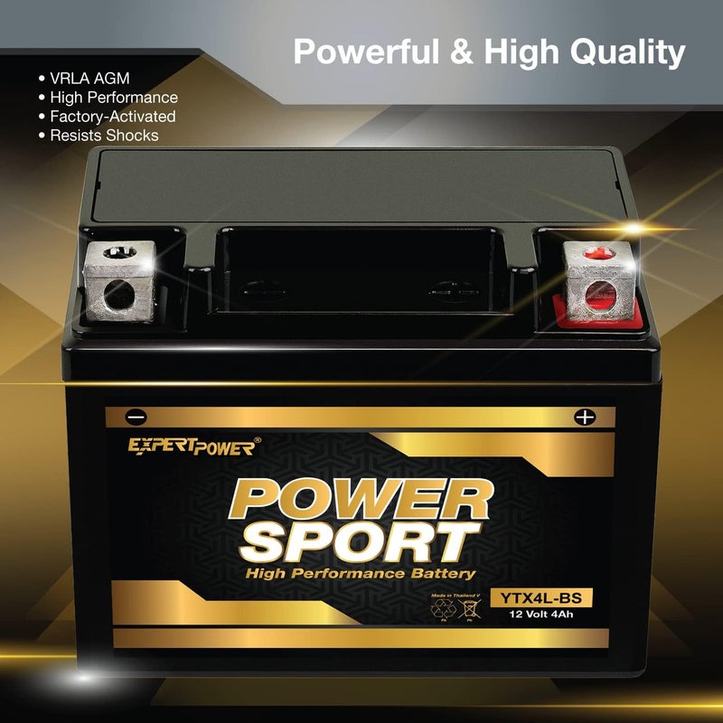 ExpertPower YTX4L-BS, YT4L, YTX4L, YT4L-BS, GTX4L-BS, GT4L-BS, GTX4L, GT4L Replacement 12V3AH WPX4L-BS Sealed AGM for Arctic Cat, Polaris, BRP, Can-Am Motorcycle, Scooter, ATV Batteries - Image 4